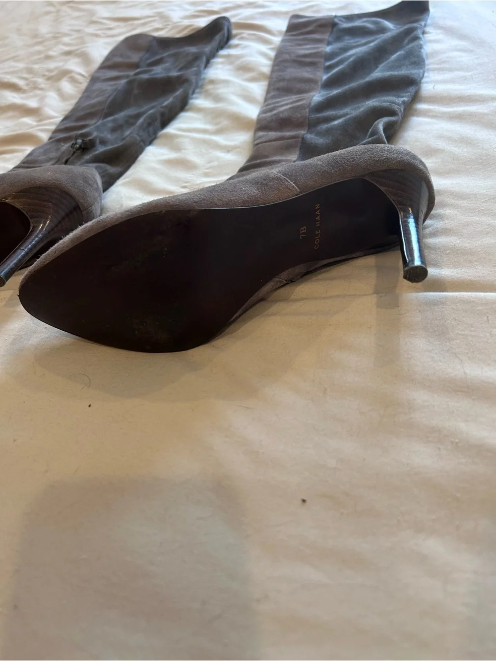 Cole Haan Marina Gray Suede Over-the-Knee Stiletto Boots